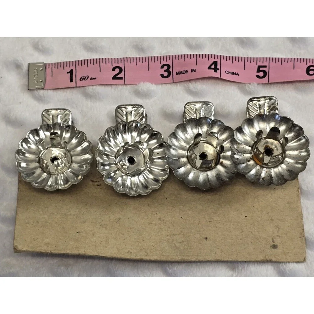 Vintage Christmas Tree Candle Clips Silver Lot Of 4 Original Xmas West Germany